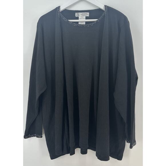 VTG Studio Collection Double Sweater Women's XL Black Beaded Pullover R1012 - Picture 1 of 9